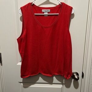 Vibrant Red & Navy Cropped Tank Top with Soft Fabric and Comfortable Fit